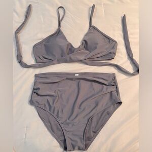 NWOT High-Waisted Gray Bikini Set